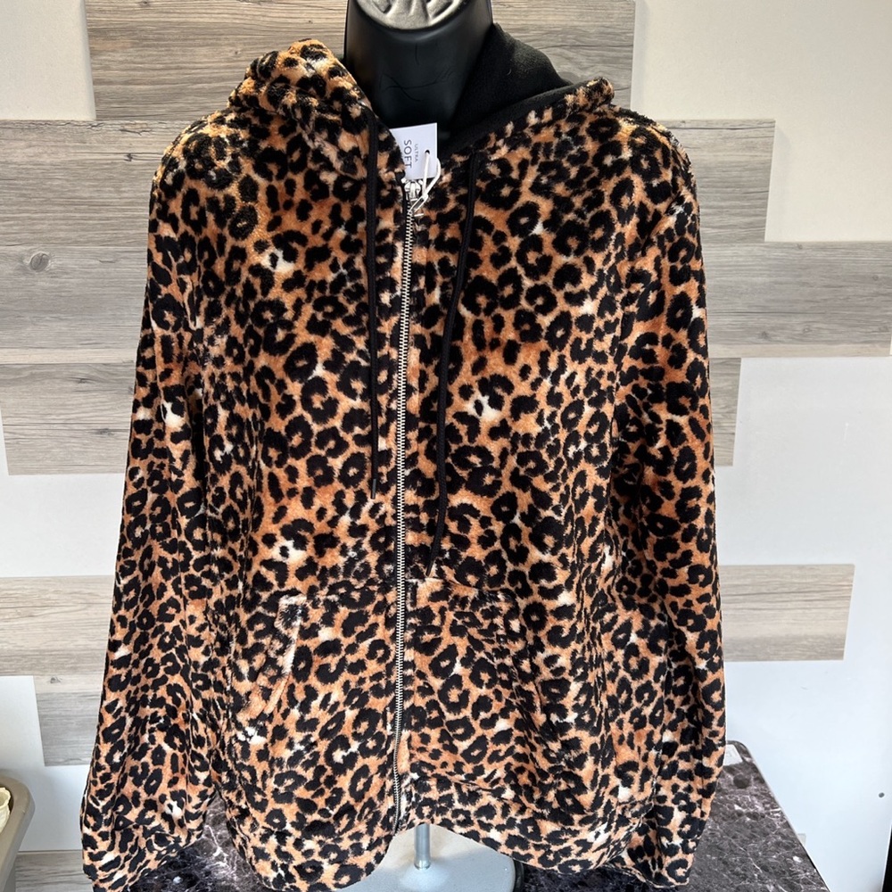 Cheetah Print ultra soft zip up sweater. Limited quantities. Multiple sizes.